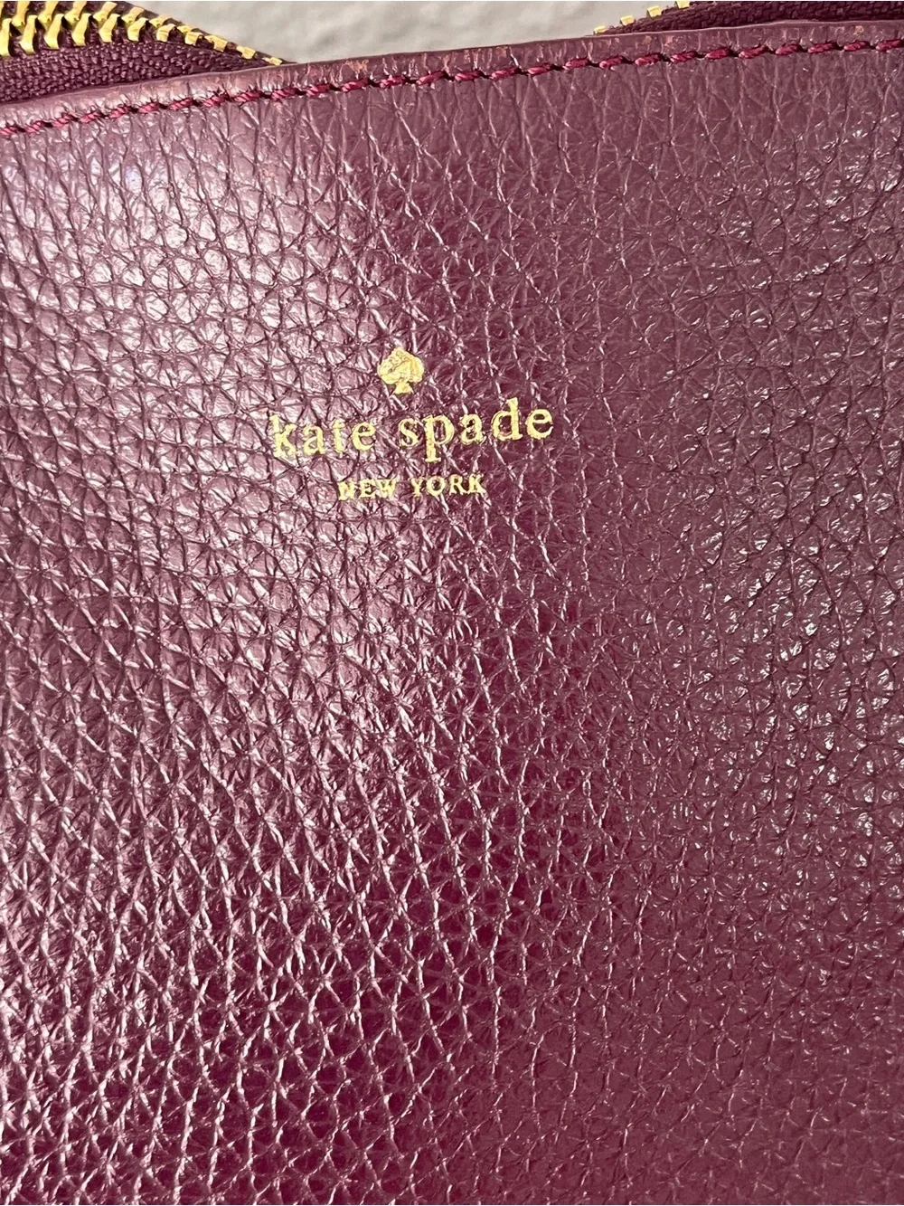 kate spade New York Pebbled Leather Tote in Deep Plum with Dustbag